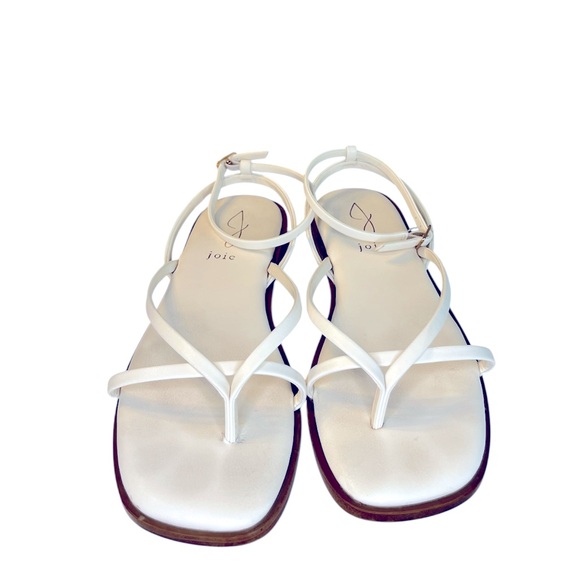 Joie Shoes - Joie White Minimalist Sandals with CrissCross Straps Neutral Cottagecore Minimal